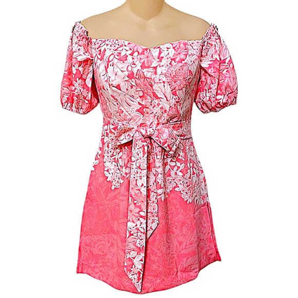 Lilly Pulitzer Winola Off-The-Shoulder Romper in Roxie Pink NWT - Size 00 - Picture 1 of 9